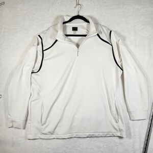 Greg Norman PLAY DRY Golf Pullover Shirt XXL White Black Trim Quarter Zip